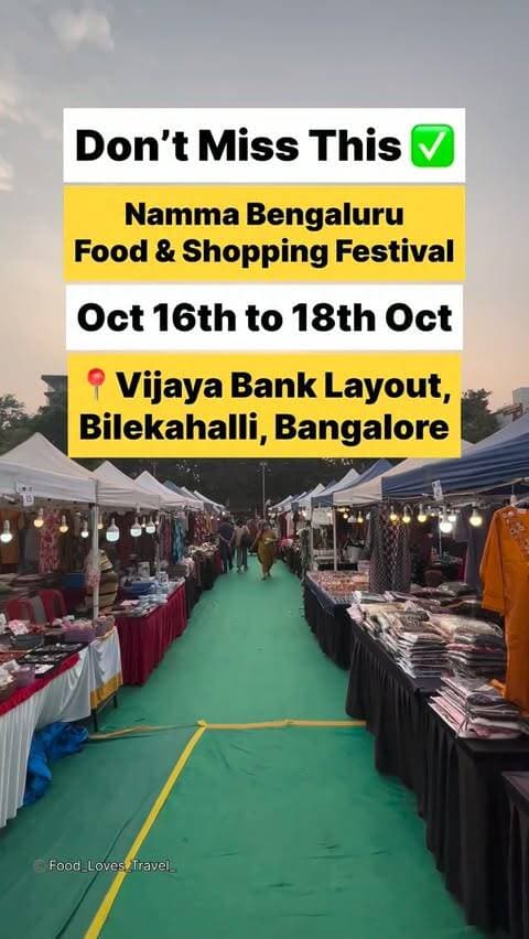 📍Vijaya Bank Layout BBMP Ground, Bilekahalli, Bangalore
Oct 16th to 18th Oct
Stall Booking:- 6362746114 / 8081465330
#bilekahalli #jpnagar #vijayabanklayout #nammabengaluru #thingstodoinbangalore