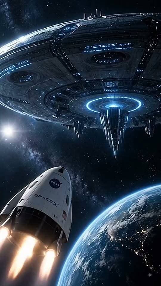 A SpaceX spacecraft approaches a massive unknown structure in Earth orbit. Are we looking at first contact? #astronomy #firstcontact #earth #future