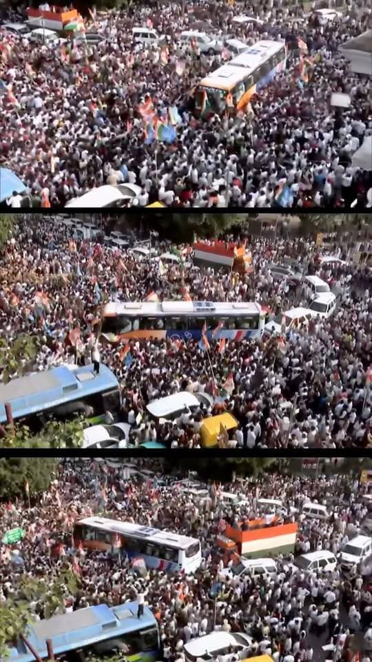 राहुल गांधी और इंडिया गठबंधन के दिल्ली चलो आह्वान पर दिल्ली में जुटे लोग