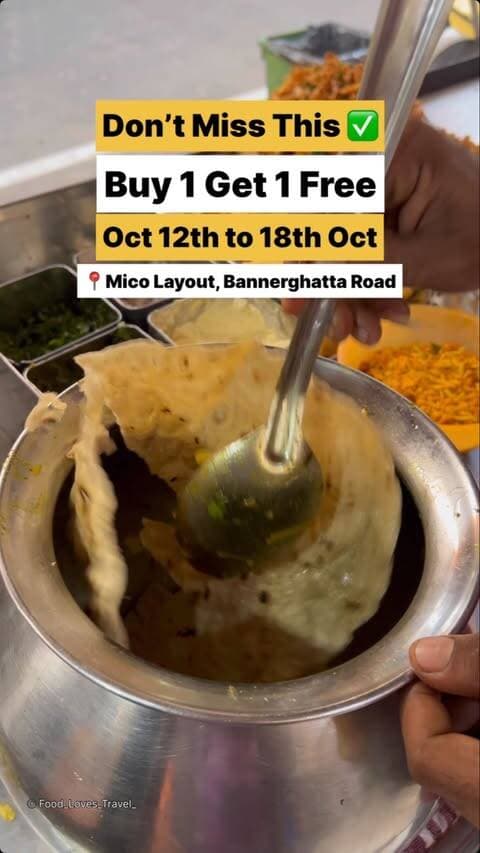 📍Mr Girmit, Brigade Millennium Road, Mico Layout, Bangalore
Oct 12th to 18th Oct
Buy 1 Get 1 Girmit Free
(No Parcel ⚠️)
#bannerghattaroad #micolayout #jpnagar #jpnagarbangalore #nammabengaluru