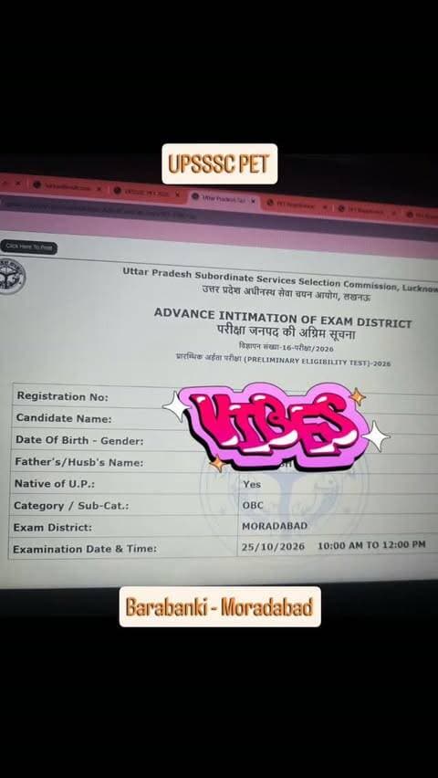 UPSSSC PET EXAM ❌️UP TOURISM SERVICE ✅️
Form fee 185
Exam dene tak ka kharcha - 5000
+ Dusrdasha alag se
#upssscpet2026 #upsssc #pet2026 #petexamcenter