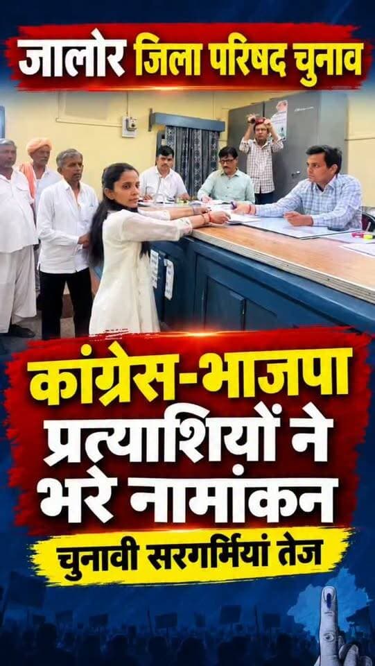 जालोर जिला परिषद चुनाव: कांग्रेस-भाजपा प्रत्याशियों ने भरे नामांकन, चुनावी सरगर्मियां तेज