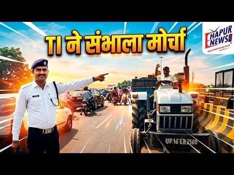 पुल पर ट्रैक्टर खराब होने से लगा लंबा जाम, टीआई नरेश कुमार ने संभाला मोर्चा