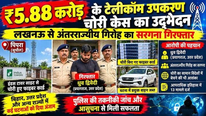 ₹5.88 करोड़ के टेलीकॉम उपकरण चोरी कांड एसपी ने किया उद्भेदन, लखनऊ से अंतरराज्यीय गिरोह का सरगना गिरफ्तार
