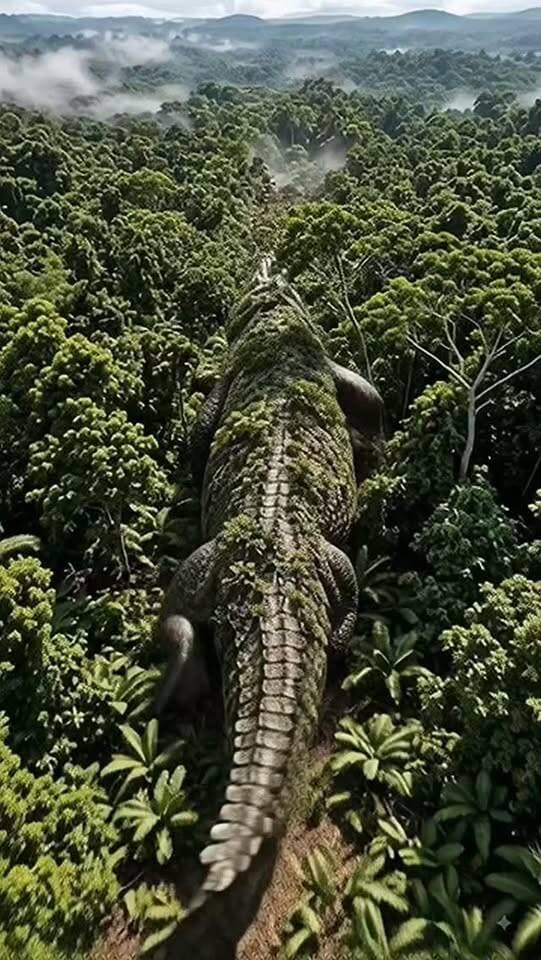 Look at the sheer scale of this giant creature moving through the jungle next to a helicopter! What would you do if you saw this in real life? #giantcreature #jungle #helicopter #wildlifephotography