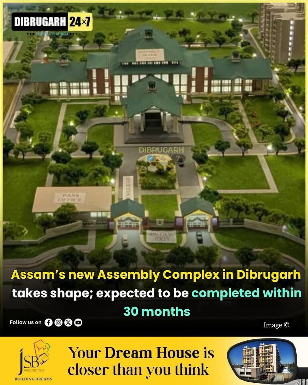 <nis:link nis:type=tag nis:id=news nis:value=News nis:enabled=true nis:link/> | Assam Chief Minister Dr. Himanta Biswa Sarma on Wednesday said that around 20% of the construction work at the Assam Assembly Complex in Dibrugarh has been completed so far. He made the statement during his visit to Dibrugarh, where he reviewed the progress of the ongoing project.
CM Dr. Sarma said that the boundary wall of the complex has been completed, while the remaining construction work is underway. He noted that the project is still at a stage where necessary corrections and modifications can be made as the work progresses.
The Chief Minister also said that he had offered a few suggestions to improve the appearance of the complex's frontage. He indicated that there was still scope to incorporate necessary changes, as the construction work had not yet been completed.
CM Dr. Sarma said that the project has a total execution period of 30 months and expressed confidence that the Assembly Complex would be completed within the stipulated timeframe. He also pointed out that heavy rainfall in Dibrugarh can affect the pace of construction, requiring additional time for certain activities.