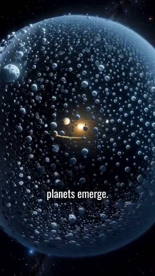 Trillions of icy comets surround our solar system in a massive bubble known as the Oort Cloud. Take a journey past these distant rocks and see our planets emerge. Drop a comment with your favorite planet! #science #spacefacts #cosmos #astrophysics #facebookreel