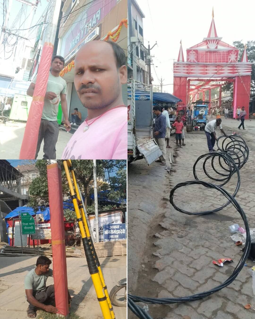 दुर्गा पूजा को लेकर बिजली विभाग अलर्ट, जिला पदाधिकारी के निर्देश पर सुरक्षा कार्य तेज
रीगा बाजार एवं बड़ी बाजार, डुमरा में विद्युत सुरक्षा को लेकर किए जा रहे आवश्यक कार्य।
सीतामढ़ी। जिला पदाधिकारी श्री तनय सुल्तानिया के निर्देशानुसार दुर्गा पूजा एवं दशहरा के मद्देनजर जिला प्रशासन द्वारा विद्युत सुरक्षा को लेकर आवश्यक तैयारियां सुनिश्चित की जा रही हैं। इसी क्रम में बिजली विभाग की ओर से विभिन्न पूजा स्थलों एवं बाजार क्षेत्रों में विद्युत व्यवस्था को सुरक्षित बनाने के लिए मरम्मत एवं सुरक्षा संबंधी कार्य कराए जा रहे हैं।
रीगा बाजार स्थित पूजा पंडाल के समीप क्षतिग्रस्त एबी केबल (AB Cable) को बदलने तथा विद्युत वितरण ट्रांसफॉर्मर (DTR) की फेंसिंग का कार्य कराया जा रहा है। वहीं, बड़ी बाजार, डुमरा में बिजली के खंभों पर प्लास्टिक रैपिंग का कार्य किया जा रहा है, ताकि पूजा के दौरान विद्युत सुरक्षा से संबंधित संभावित जोखिमों को कम किया जा सके।
जिला प्रशासन द्वारा संबंधित विभागों को पर्व के दौरान सुरक्षित एवं सुचारु विद्युत व्यवस्था बनाए रखने के लिए आवश्यक कार्यों को प्राथमिकता के आधार पर पूरा करने का निर्देश दिया गया है। इन प्रयासों का उद्देश्य श्रद्धालुओं एवं आम नागरिकों की सुरक्षा सुनिश्चित करना तथा दुर्गा पूजा के दौरान किसी भी अप्रिय घटना की आशंका को कम करना है।
जिला प्रशासन ने आम नागरिकों से भी अपील की है कि वे विद्युत तारों, खंभों एवं ट्रांसफॉर्मर के आसपास सावधानी बरतें तथा किसी भी प्रकार की विद्युत संबंधी समस्या दिखाई देने पर संबंधित विभाग को सूचित करें।
