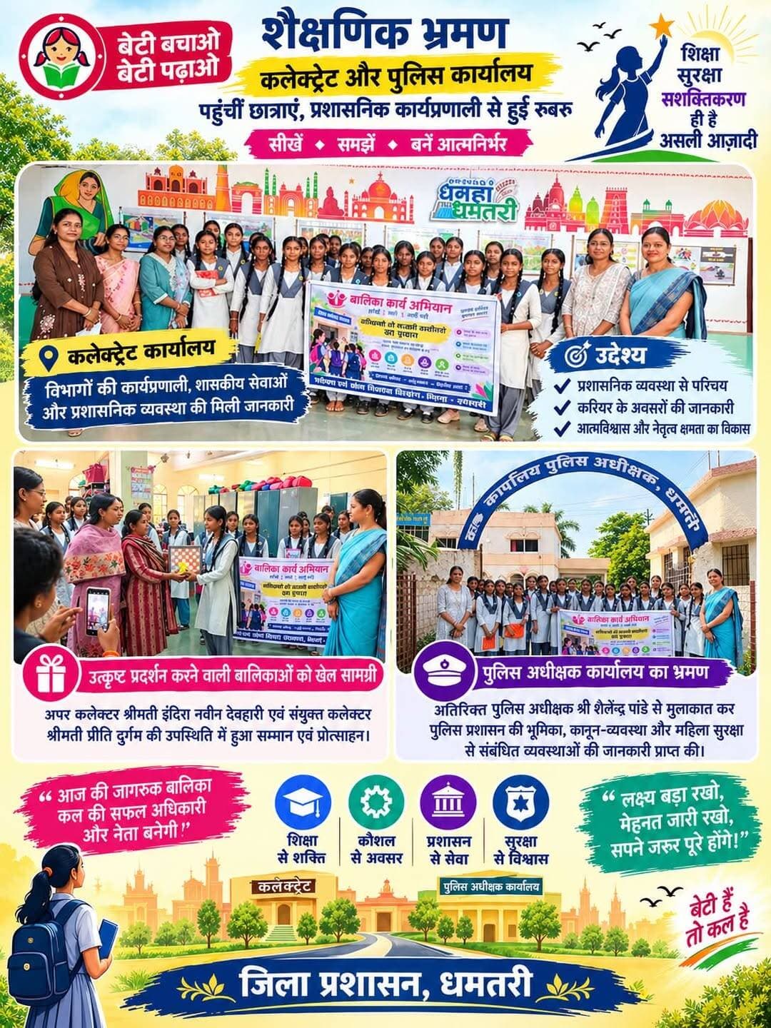 कलेक्ट्रेट और पुलिस कार्यालय पहुंचीं छात्राएं, प्रशासनिक कार्यप्रणाली से हुईं रूबरू
बेटी बचाओ, बेटी पढ़ाओ’ अभियान के तहत बालिकाओं को मिला करियर मार्गदर्शन, उत्कृष्ट प्रदर्शन करने वाली छात्राओं को खेल सामग्री वितरित
<nis:link nis:type=tag nis:id=betibachaobetipadhao nis:value=betibachaobetipadhao nis:enabled=true nis:link/> <nis:link nis:type=tag nis:id=wcd nis:value=wcd nis:enabled=true nis:link/> <nis:link nis:type=tag nis:id=dhamtari nis:value=dhamtari nis:enabled=true nis:link/>
Department of Women & Child Development, Government of Chhattisgarh