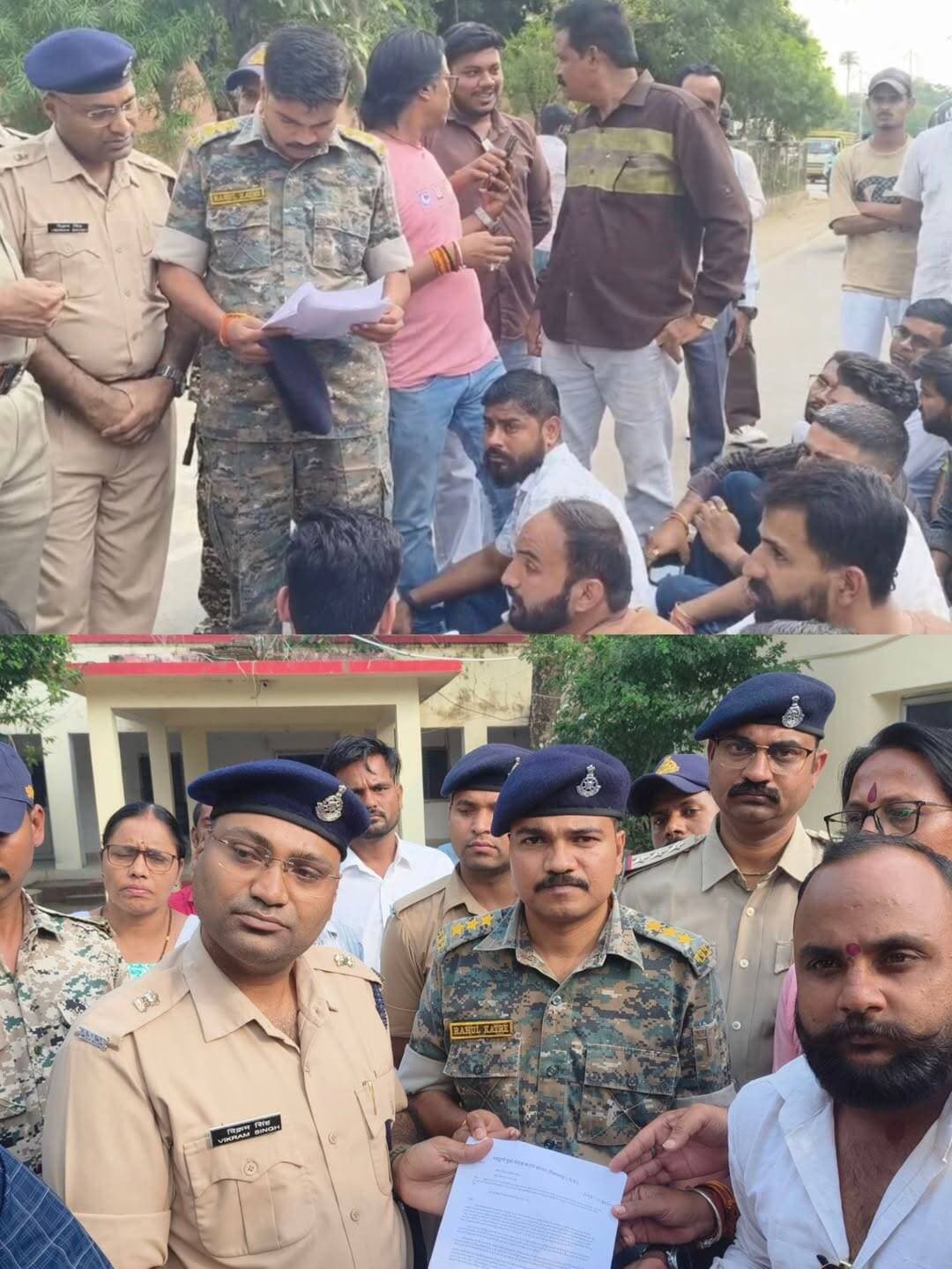 नवदुर्गा समिति से अभद्रता मामले में SI राजवीर यादव पर गिरी गाज, कोतवाली से हटाए गए; SP ऑफिस के बाहर धरने के बाद कार्रवाई
कटरा बाजार नवदुर्गा समिति के सदस्यों से कथित अभद्रता पर भड़का आक्रोश, वायरल वीडियो के बाद सड़क पर उतरे धर्मप्रेमी नागरिक;