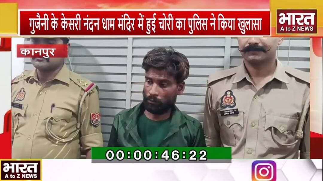 #कानपुर- गुजैनी के केसरी नंदन धाम मंदिर में हुई चोरी का पुलिस ने किया खुलासा