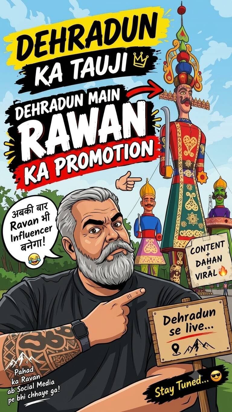 DEHRADUN MAIN
RAWAN
KA PROMOTION
अबकी बार Ravan भी Influencer बनेगा !
#Dehradunkatau #reels #viral #dehradun #diwali