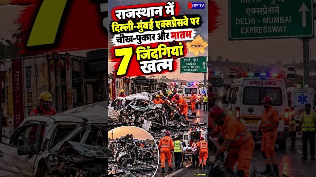 15 फीट गहरे नाले में गिरी मिनीबस! Delhi-Mumbai Expressway पर 7 की दर्दनाक मौत #roadaccident #reels