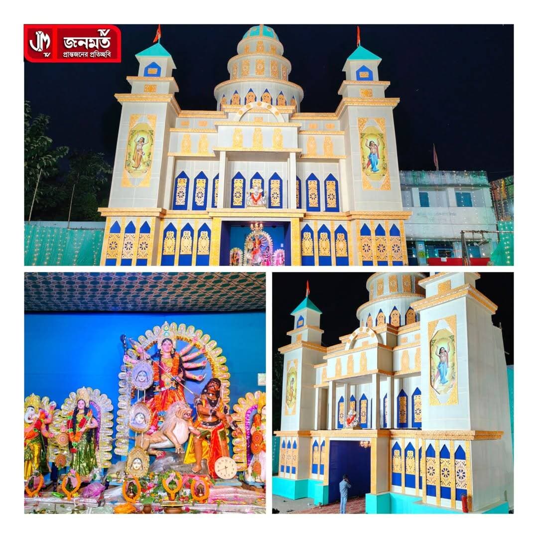 বরাবাজার উপর পাড়া সার্বজনীন দুর্গাপূজা কমিটির প্যান্ডেল ও প্রতিমা।