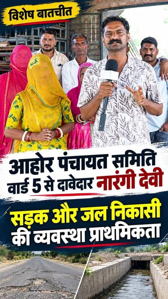 #आहोर पंचायत समिति वार्ड 5 से दांवेदार नारंगी देवी से बातचीत - सड़क और जल निकासी की व्यवस्था करना प्राथमिकता
