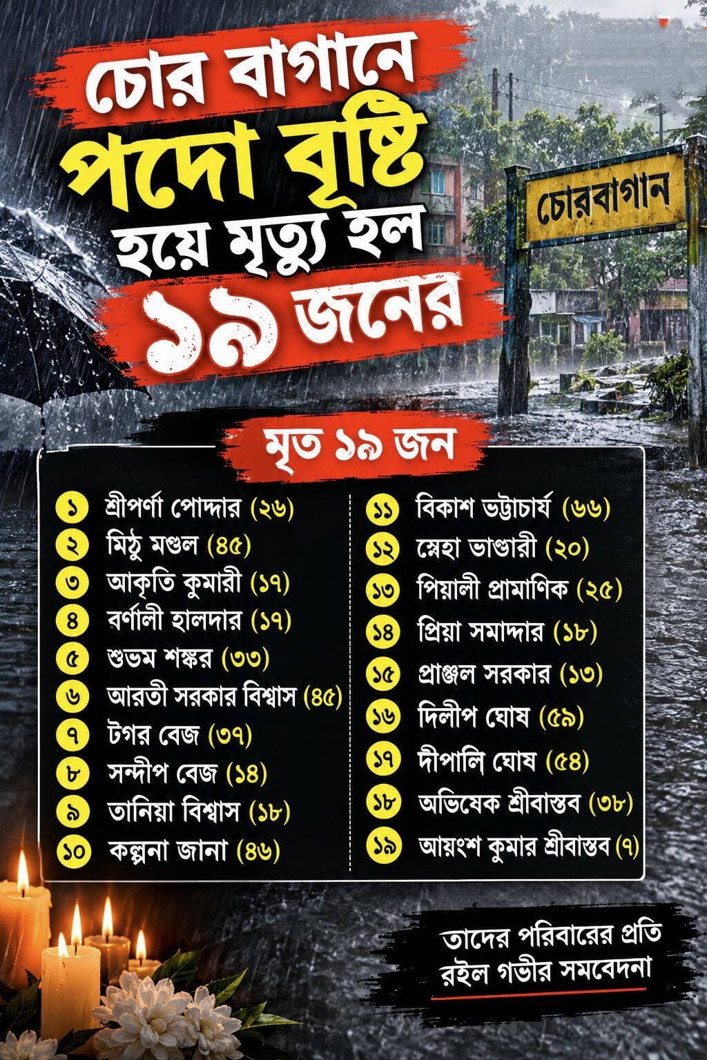 চোরবাগানে পদপিষ্ট হয়ে মৃত্যু ১৯ জনের!