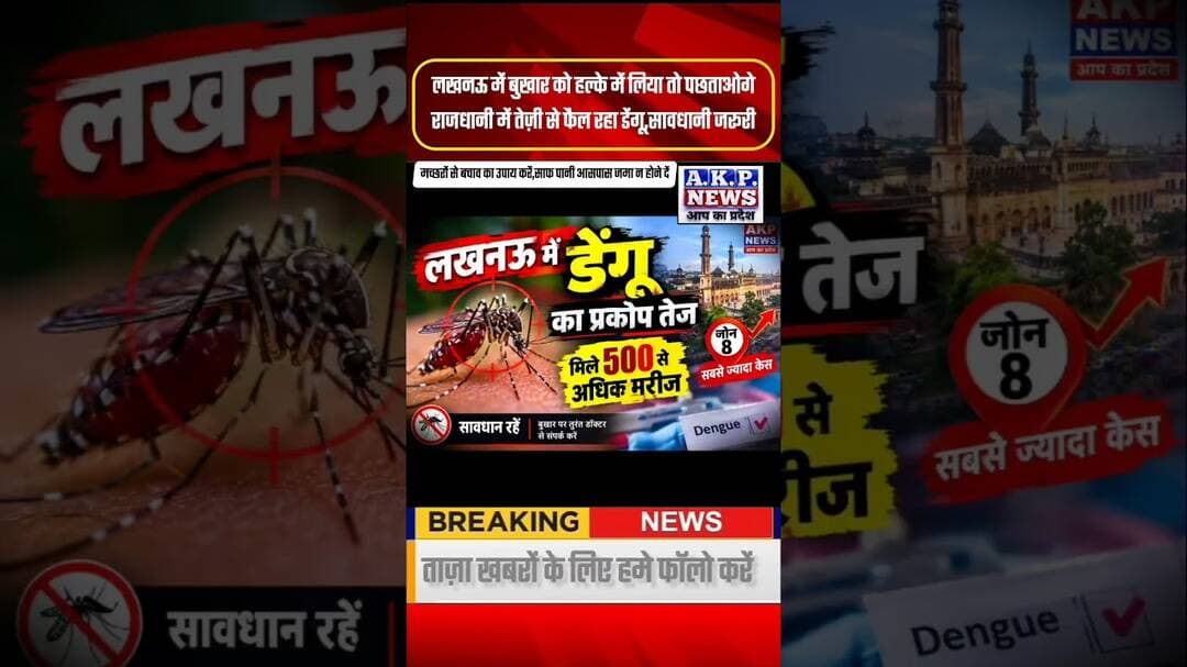 लखनऊ में डेंगू का कहर! 500 पार मरीज 🚨 जोन 8 में सबसे ज्यादा मामले