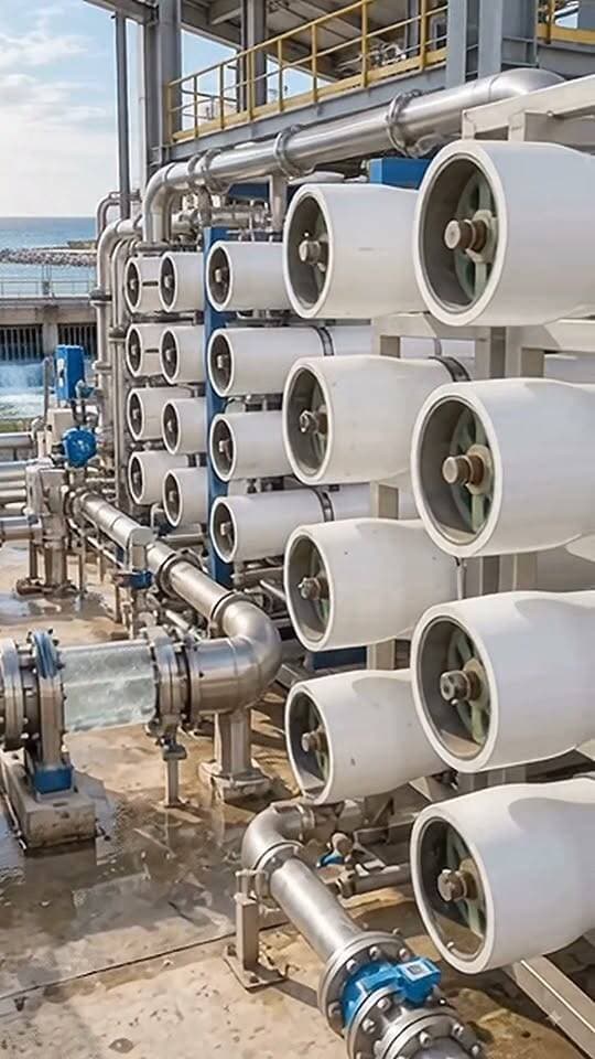 Inside a massive desalination plant where science meets thirst! Watch how extreme pressure separates salt from the sea. Would you drink water straight from the ocean after seeing this process? #Science #CleanWater #Technology #explorepage #fpy