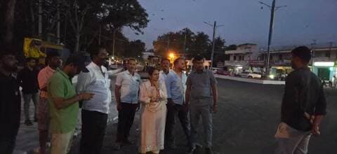 ಹರಪನಹಳ್ಳಿ: ಹರಪನಹಳ್ಳಿ ಅಂಬೇಡ್ಕರ್ ಸರ್ಕಲ್ ಕಾಮಗಾರಿ ವೀಕ್ಷಿಸಿದ ಶಾಸಕಿ ಲತಾ ಮಲ್ಲಿಕಾರ್ಜುನ