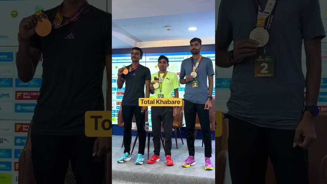 #vedantadelhihalfmarathon winner on stage after win🔥🏆#vdhm #athelete #totalkhabare #halfmarathon