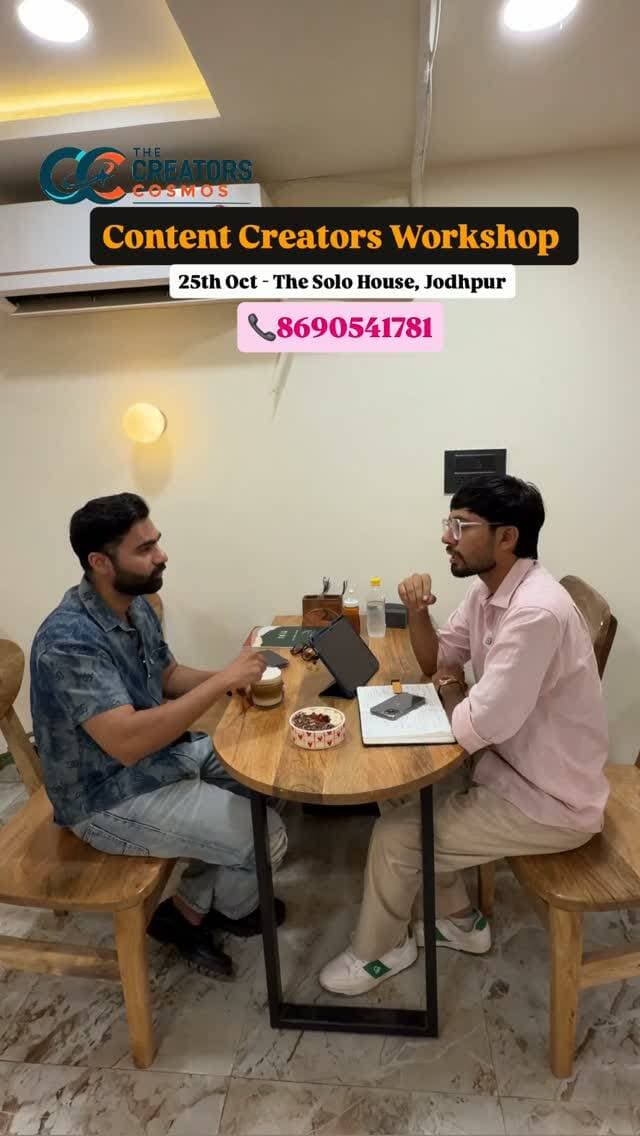 🚀 JODHPUR, IT’S TIME TO LEVEL UP YOUR CONTENT CREATION GAME! 🎬🌌
Want to become a content creator but don’t know where to start? 🤔 Or struggling with content ideas, editing, hooks, and brand collaborations?
✨ The Creators Cosmos – Content Creators Workshop is here to help you learn, create, and grow!
🔥 Here’s what you’ll learn:
🎬 Live Practical Sessions
🎤 Live Q&A with an Experienced Creator
🪝 Hook Mastery to Grab Attention
🛠️ Essential Tools & Creator Guides
✂️ Editing Tips & Techniques
📱 Live Demonstrations
🏆 Certificate of Participation
🎁 Exciting Hampers & Post-Workshop Support
💰 Registration Fee: ₹1,999 (Food Included!)
📍 The Solo House, Jodhpur
📅 25th October 2026
⏰ 2 PM – 7 PM
🎟️ Limited Seats Available! Don’t miss the opportunity to learn from experienced creators, connect with like-minded people, and take your first step towards becoming a successful content creator.
📩 Register now and secure your seat!
🌌 THE CREATORS COSMOS
Learn. Create. Grow.
#TheCreatorsCosmos #ContentCreatorsWorkshop #JodhpurCreators #ContentCreation