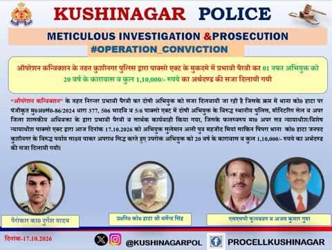 कप्तानगंज: कुशीनगर में पॉक्सो एक्ट मामले में दोषी को 20 साल कैद की सजा