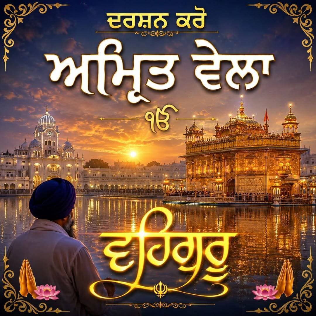 ਅਮ੍ਰਿਤ ਵੇਲਾ ਵਾਹਿਗੁਰੂ ਲਿਖੋ ਤੇ ਸ਼ੇਅਰ ਕਰੋ