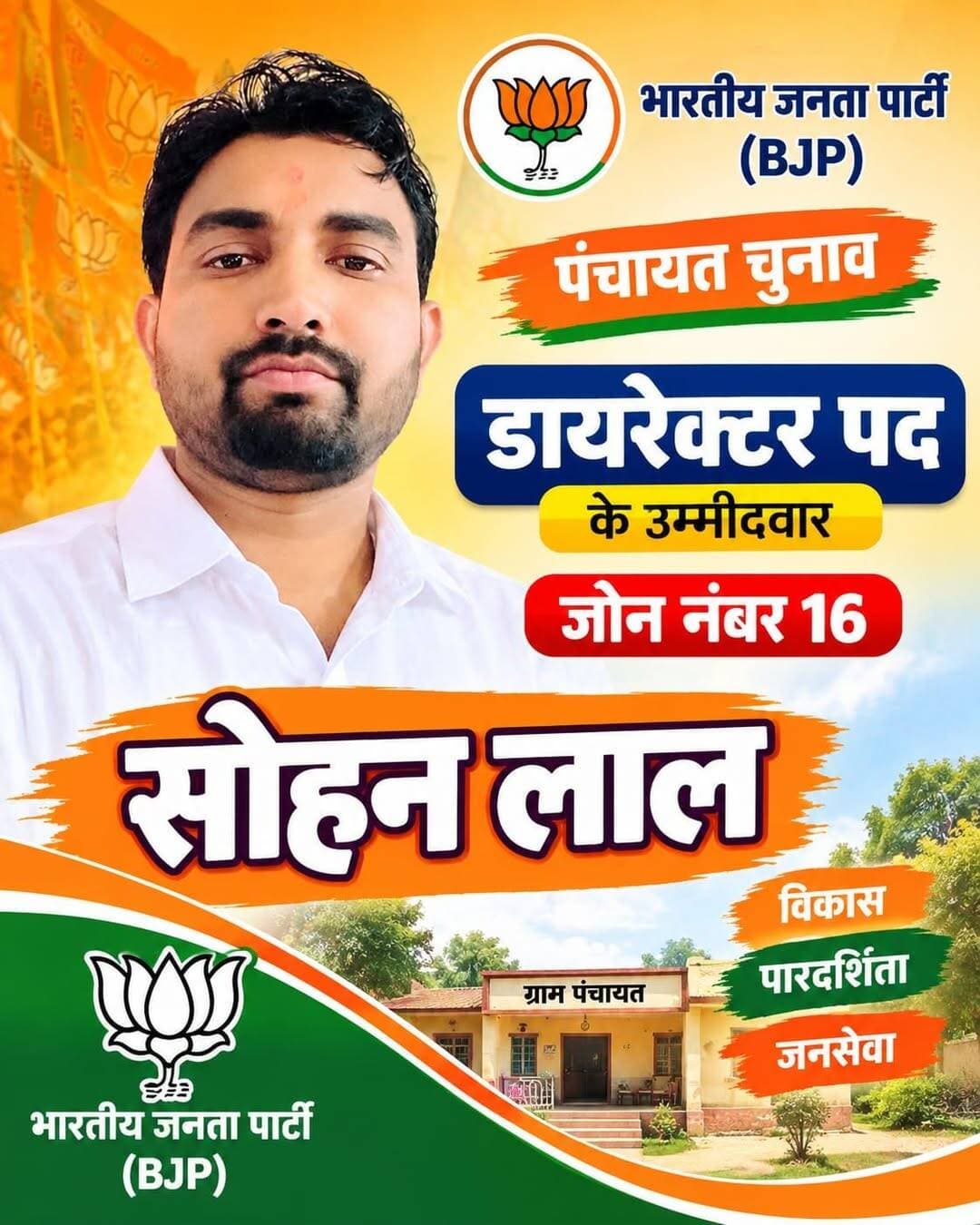 आपणो गांव, आपणा लोग, आपणेपन री सोच… नाम है सोहन लाल पुत्र रिछपाल किरोड़ीवाल....
चक 3ND गांव की माटी में पले-बढ़े सोहन लाल वो शख्स हैं, जिनकी पहचान केवल कारोबार से नहीं, बल्कि समाजसेवा, मिलनसार स्वभाव और हर सुख-दुख में साथ खड़े रहने के जज्बे से है। खाद बीज की दुकान के माध्यम से 4 साल से ज्यादा की सेवा और कृषि विशेषज्ञ के तौर पर गंगानगर, बीकानेर, चूरू जिले पिछले 8 सालों से जिम्मेदारी निभाकर बीकानेर संभाग की अलग-अलग तहसीलों में काम करने का अनुभव हासिल किया है।
आज अपने गांव में पेस्टीसाइड की दुकान के माध्यम से किसानों की सेवा में तत्पर लगे रहते है, लेकिन व्यस्तता के बावजूद समाजसेवा के लिए हमेशा तत्पर रहते हैं ,शिक्षा की बात हो, धार्मिक आयोजन हों या गांव-समाज का कोई काम.... सोहन लाल हमेशा बढ़-चढ़कर साथ निभाने का प्रयास करते हैं।
ग्राम पंचायत चक 3ND व 4KAM (खाल), जोन नंबर 16 में डायरेक्टर पद के लिए बीजेपी(BJP)के संभावित उम्मीदवार के रूप में उनकी सोच साफ है....हर वर्ग को साथ लेकर चलना, युवाओं को आगे बढ़ाना और गांव के विकास में कोई कसर नहीं छोड़ना ,क्योंकि गांव तो अपणा परिवार है, और परिवार की तरक्की से बढ़कर कोई खुशी कोनी....!