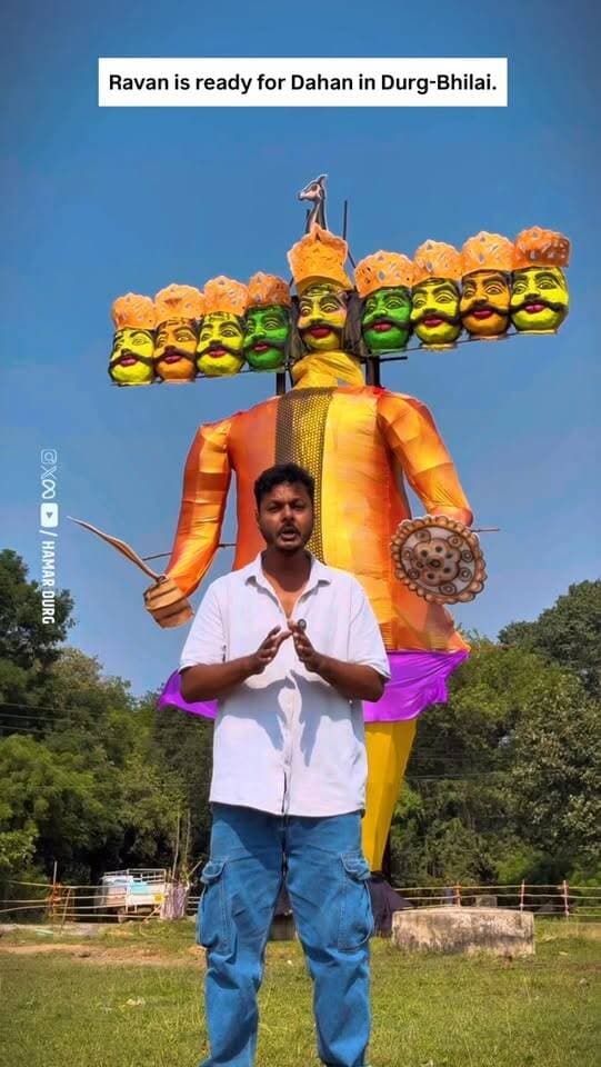 Ravan is ready for Dahan in Durg-Bhilai.
#hamar_durg #durg #bhilai #ravan #ravandahan