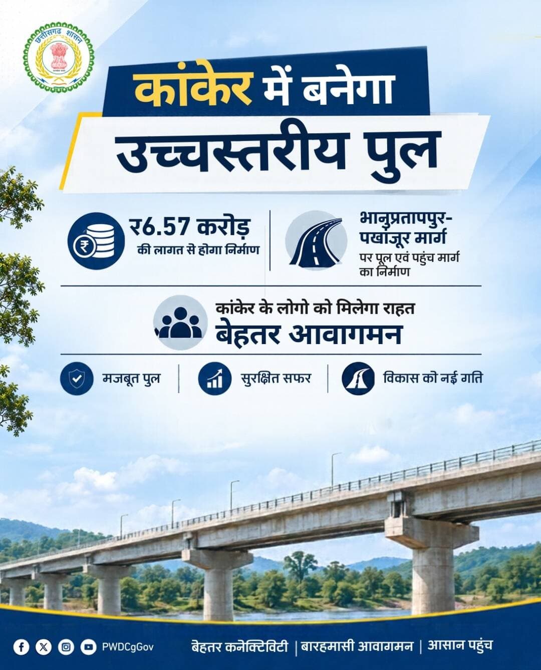 कांकेर में बनेगा उच्चस्तरीय पुल!
भानुप्रतापपुर–पखांजूर मार्ग पर ₹6.57 करोड़ की लागत से पुल एवं पहुंच मार्ग का निर्माण प्रस्तावित है। इससे क्षेत्र में आवागमन अधिक सुगम होगा और कनेक्टिविटी को मजबूती मिलेगी।
<nis:link nis:type=tag nis:id=pwdchhattisgarh nis:value=PWDChhattisgarh nis:enabled=true nis:link/> <nis:link nis:type=tag nis:id=kanker nis:value=Kanker nis:enabled=true nis:link/> <nis:link nis:type=tag nis:id=sevasankalpabhiyan nis:value=SEVASANKALPABHIYAN nis:enabled=true nis:link/>