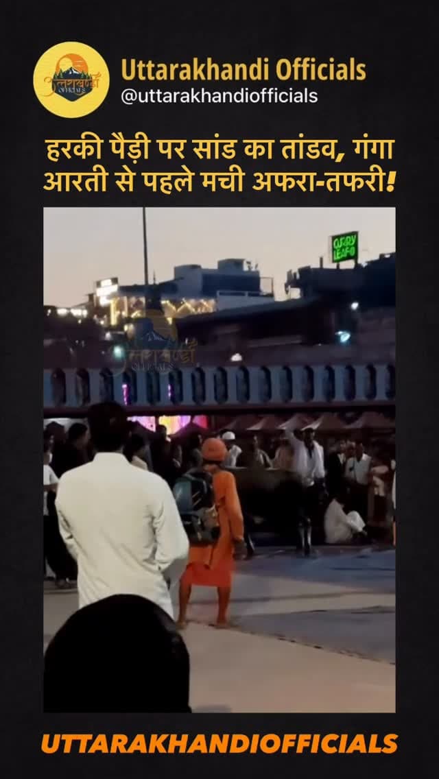हरकी पैड़ी पर सांड का तांडव, गंगा आरती से पहले मची अफरा-तफरी!