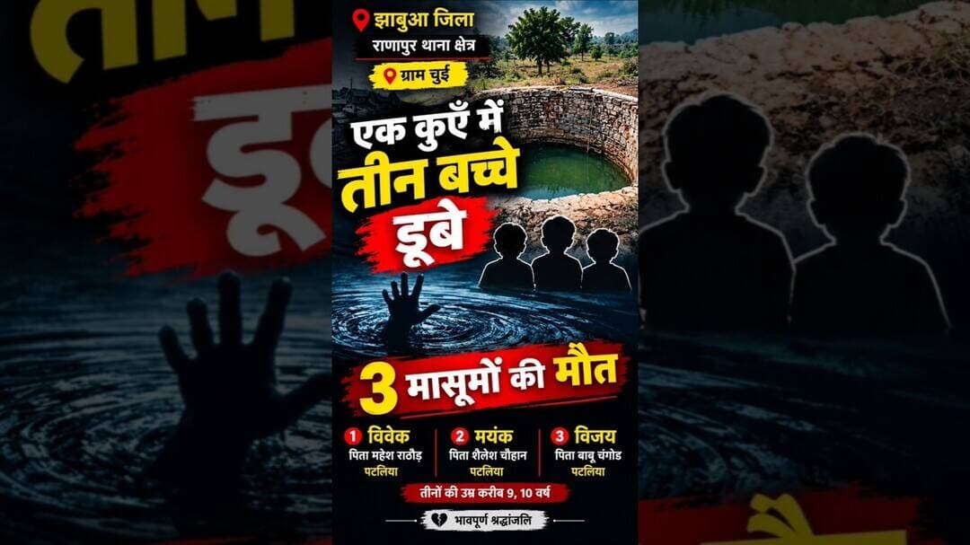 झाबुआ जिले के राणापुर थाना क्षेत्र के ग्राम चुई में एक कुएं में तीन बच्चे डूबे। #ranapurlive