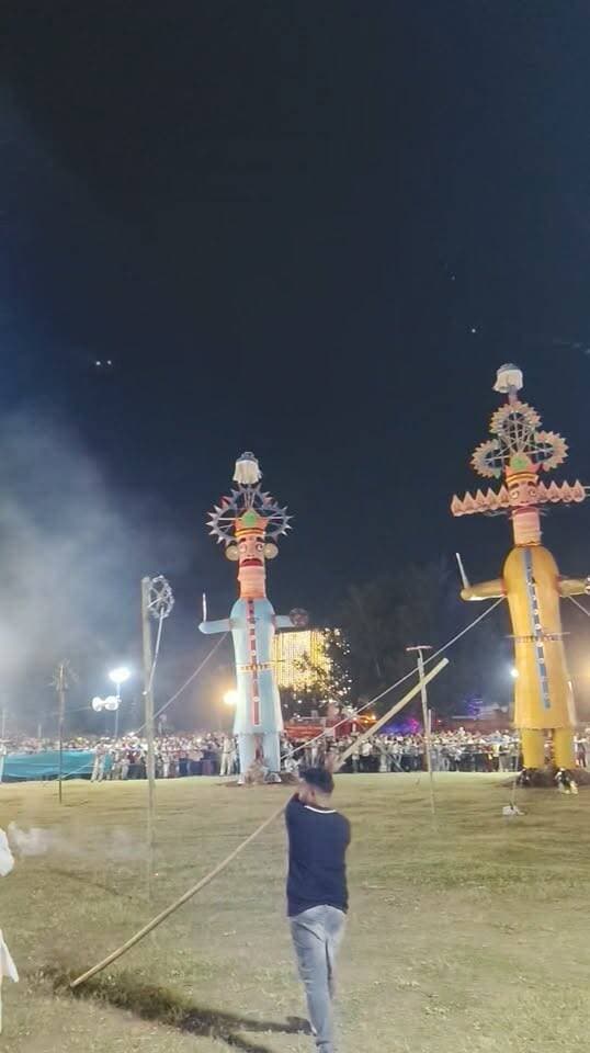 रावण दहन के दौरान बहरोड़ में आतिशबाजी