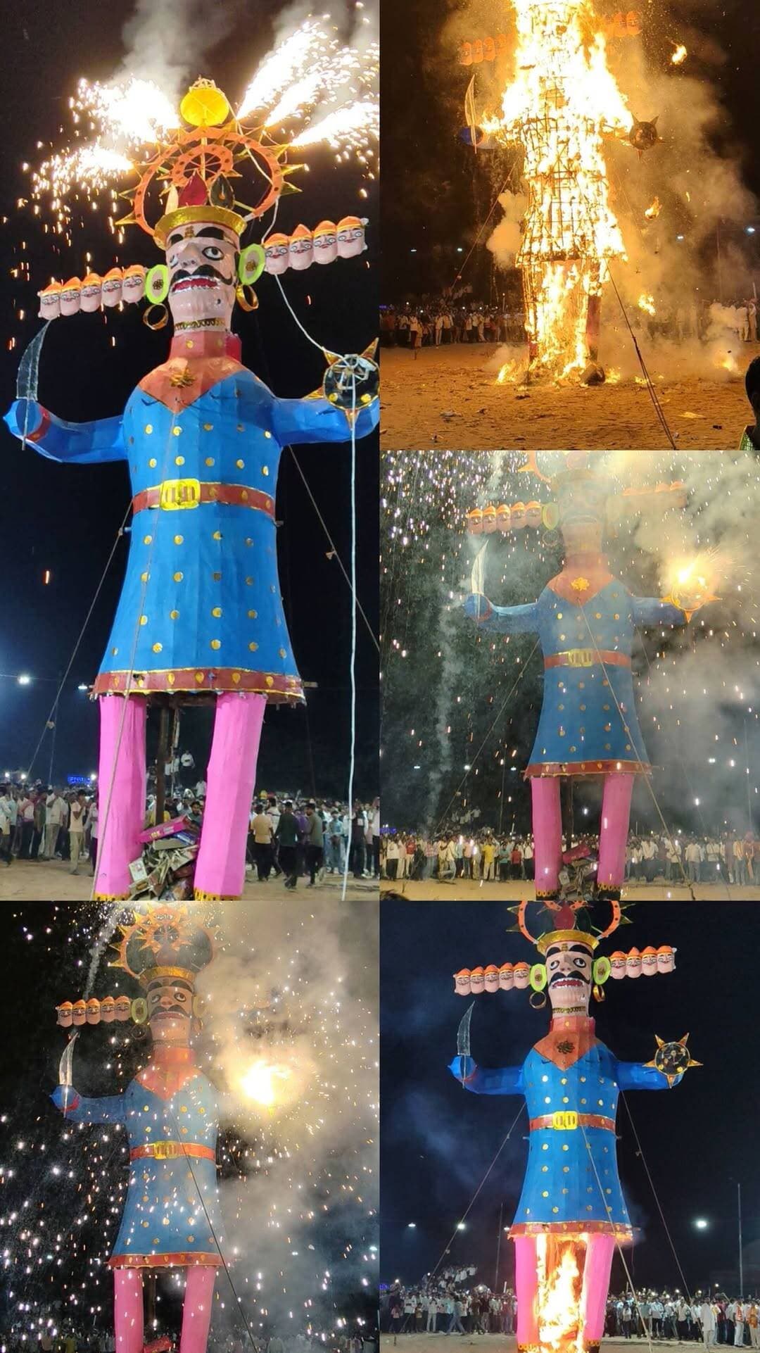 बयाना में 51 फीट ऊंचे रावण का दहन, विधायक डॉ. ऋतु बनावत ने किया उद्घाटन स्वरूप दहन
कुंडा तिराहे के दशहरा मैदान में उमड़ी शहरवासियों की भीड़, जय श्रीराम के जयघोष से गूंजा मैदान; बुराई पर अच्छाई की जीत का दिया संदेश
बयाना (भरतपुर)। बयाना कस्बे में मंगलवार को विजयादशमी का पर्व हर्षोल्लास और पारंपरिक रीति-रिवाजों के साथ मनाया गया। कस्बे के कुंडा तिराहे स्थित दशहरा मैदान में दशहरा कमेटी की ओर से आयोजित दशहरा महोत्सव में 51 फीट ऊंचे रावण के पुतले का दहन किया गया। बयाना विधायक डॉ. ऋतु बनावत ने रावण दहन किया। इस दौरान पूर्व भाजपा जिला अध्यक्ष ऋषि बंसल सहित अन्य लोग मौजूद रहे।
रावण दहन देखने के लिए बयाना शहर सहित आसपास के ग्रामीण क्षेत्रों से बड़ी संख्या में लोग दशहरा मैदान पहुंचे। शाम होते ही मैदान में लोगों की भीड़ जुटने लगी। रावण दहन के दौरान पूरा मैदान जय श्रीराम के जयघोष से गूंज उठा। लोगों ने परिवार सहित दशहरा महोत्सव में भाग लेकर विजयादशमी का पर्व मनाया और बुराई पर अच्छाई की जीत के प्रतीक इस आयोजन का आनंद लिया।
51 फीट ऊंचा रावण बना आकर्षण का केंद्र
दशहरा मैदान में तैयार किया गया 51 फीट ऊंचा रावण का पुतला लोगों के आकर्षण का प्रमुख केंद्र रहा। पुतले को देखने के लिए बच्चों और युवाओं में विशेष उत्साह दिखाई दिया। दशहरा कमेटी की ओर से आयोजन को लेकर तैयारियां की गई थीं। रावण दहन के समय मैदान में बड़ी संख्या में लोगों की मौजूदगी से उत्सव का माहौल नजर आया।
विधायक डॉ. ऋतु बनावत ने किया रावण दहन
दशहरा महोत्सव के दौरान विधायक डॉ. ऋतु बनावत ने रावण के पुतले का दहन किया। उनके साथ पूर्व भाजपा जिला अध्यक्ष ऋषि बंसल भी मौजूद रहे। रावण दहन होते ही उपस्थित लोगों ने जय श्रीराम के जयकारे लगाए। इस दौरान लोगों में खासा उत्साह देखने को मिला। शहरवासियों ने एक-दूसरे को विजयादशमी की शुभकामनाएं देते हुए पर्व की खुशियां साझा कीं।
सत्य और धर्म की जीत का प्रतीक है विजयादशमी
विजयादशमी भारतीय संस्कृति और परंपरा का महत्वपूर्ण पर्व है। यह पर्व भगवान श्रीराम की ओर से रावण पर विजय प्राप्त करने की स्मृति में मनाया जाता है। रावण दहन के माध्यम से समाज को यह संदेश दिया जाता है कि अहंकार, अन्याय और अधर्म चाहे कितने ही शक्तिशाली क्यों न हों, अंततः विजय सत्य और धर्म की ही होती है।
बयाना में आयोजित दशहरा महोत्सव ने भी इसी परंपरा और संदेश को जीवंत किया। रावण दहन के साथ लोगों ने बुराइयों को त्यागकर सत्य, सदाचार और अच्छे आचरण को अपनाने का संदेश ग्रहण किया। कुंडा तिराहे स्थित दशहरा मैदान में जय श्रीराम के जयघोष के बीच संपन्न हुआ यह आयोजन कस्बे में विजयादशमी के उत्सव का प्रमुख आकर्षण रहा।