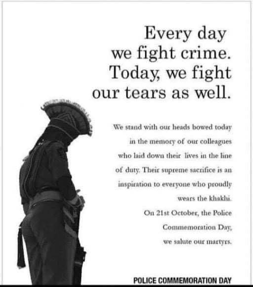 आज पुलिस शहीद दिवस है
हम आज अपने उन दिवंगत पुलिस भाइयों को सलाम करते हैं जिन्होने देश व कानून की रक्षा करते हुए अपने प्राणों की बाजी लगा दी। वे किसी धर्म,जाति या प्रदेश के लिए नहीं अपितु समाज की रक्षा के लिए बलिदान दिया। जो देश अपने शहीदों का सम्मान नहीं करता उसे गुलाम होना ही पडता है।
आप से प्रार्थना है कि आज पुलिस फ्लैग फन्ड में सामथ्र्य अनुसार उचित अनुदान दें।
( अजमेर न्यूज़ )
21-10-2026
<nis:link nis:type=tag nis:id=ajmerpolice nis:value=ajmerpolice nis:enabled=true nis:link/> <nis:link nis:type=tag nis:id=ajmerpolice nis:value=AjmerPolice nis:enabled=true nis:link/> <nis:link nis:type=tag nis:id=policecommemorationday nis:value=policecommemorationday nis:enabled=true nis:link/> <nis:link nis:type=tag nis:id=police nis:value=police nis:enabled=true nis:link/> <nis:link nis:type=tag nis:id=shahiddiwas nis:value=ShahidDiwas nis:enabled=true nis:link/>