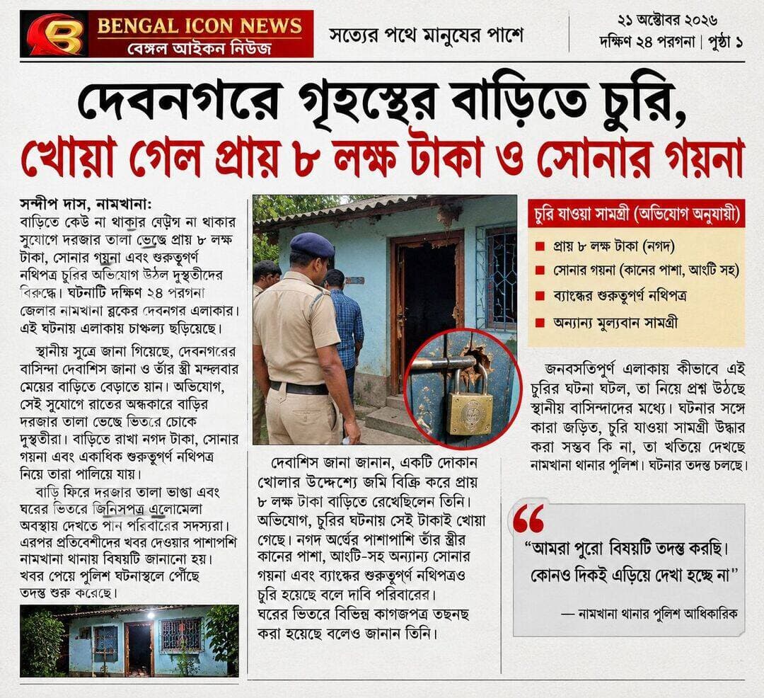দেবনগরে গৃহস্থের বাড়ি চুরি?