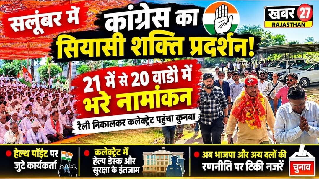 सलूंबर में कांग्रेस का सियासी शक्ति प्रदर्शन! 21 में से 20 वार्डों में भरे नामांकन