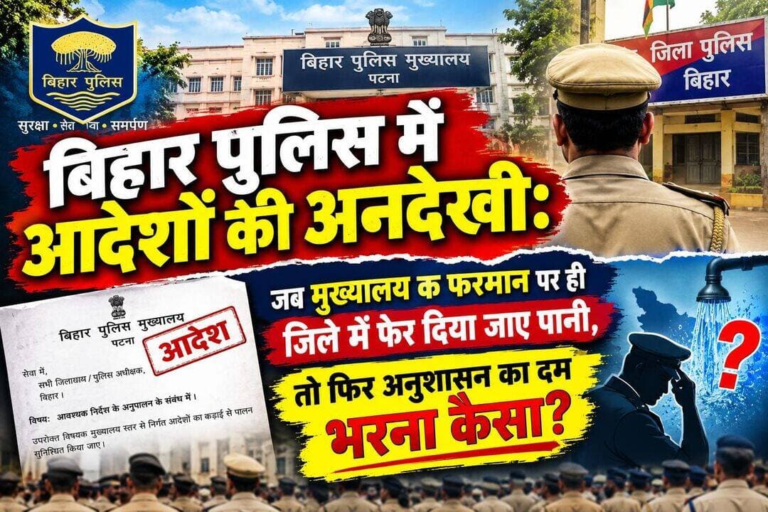 बिहार पुलिस में आदेशों की अनदेखी: जब मुख्यालय के फरमान पर ही जिले में फेर दिया जाए पानी, तो फिर अनुशासन का दम भरना कैसा?
*अपडेट न्यूज़ बिहार कुंदन पाण्डेय की विशेष रिपोर्ट*:
बिहार पुलिस महकमे में अनुशासन, चेन ऑफ कमांड और पुलिस मुख्यालय के आदेशों के शत-प्रतिशत अनुपालन का दावा अक्सर बड़े-बड़े मंचों से किया जाता है, लेकिन जमीनी हकीकत इसके ठीक उलट तस्वीर पेश कर रही है। जब खुद पुलिस महानिदेशक स्तर से जारी स्पष्ट और नीतिगत आदेशों को जिलों में ताक पर रख दिया जाए, तो यह सवाल उठना लाजिमी है कि क्या पुलिस मुख्यालय के आदेश सिर्फ फाइलों की शोभा बढ़ाने के लिए होते हैं। अगर पूर्व पुलिस महानिदेशक द्वारा निर्गत किए गए नीतिगत आदेश को वर्तमान व्यवस्था में भी लागू नहीं कराया जा सकता, तो फिर ऐसे आदेशों को औपचारिक रूप से निरस्त ही क्यों नहीं कर दिया जाता।
मामला बिहार पुलिस मुख्यालय द्वारा जारी पुलिस आदेश संख्या 354/2026 (ज्ञापांक- एल-1/11-07-21-2026/92, दिनांक 22 जून 2026) से जुड़ा है। नए आपराधिक कानूनों के बेहतर क्रियान्वयन, कांडों के त्वरित एवं वैज्ञानिक पर्यवेक्षण और विधि-व्यवस्था के सुदृढ़ीकरण के मद्देनजर राज्य भर के कुल 425 महत्वपूर्ण और संवेदनशील थानों को पुलिस निरीक्षक स्तर के पदाधिकारियों के लिए चिन्हित किया गया था। इस आदेश में साफ तौर पर यह प्रावधान किया गया था कि अवकाश जैसी अल्पकालिक और अपरिहार्य परिस्थितियों को छोड़कर, चिन्हित 425 थानों में पुलिस निरीक्षक से नीचे के स्तर के किसी भी पदाधिकारी को थानाध्यक्ष के रूप में पदस्थापित नहीं किया जाएगा। इसके साथ ही यह भी निर्देश था कि जिलों के स्वीकृत पदबल से ही इन थानों में इंस्पेक्टरों की तैनाती तत्काल प्रभाव से सुनिश्चित की जाए।
इस ऐतिहासिक आदेश के निर्गत होने के बाद पुलिस महकमे के भीतर बेहतर पुलिसिंग और प्रशासनिक अनुशासन की एक नई उम्मीद जगी थी। उम्मीद थी कि बड़े और संवेदनशील थानों की कमान अनुभवी निरीक्षकों के हाथों में जाने से न केवल कांडों की डायरी और विवेचना की गुणवत्ता सुधरेगी, बल्कि अनुसंधान एवं विधि-व्यवस्था इकाई के बीच बेहतर समन्वय स्थापित होगा। परंतु धरातल पर महीनों बीत जाने के बाद भी वही 'ढाक के तीन पात' वाली कहावत चरितार्थ हो रही है। आज भी कई जिलों में इन चिन्हित थानों की कमान आदेश के विरुद्ध सब-इंस्पेक्टरों के हाथों में ही सौंपी जा रही है और मुख्यालय के सख्त आदेश को ठंडे बस्ते में डाल दिया गया है।
यह स्थिति सीधे तौर पर जिले के कप्तानों की कार्यशैली और प्रशासनिक जवाबदेही पर गंभीर प्रश्नचिह्न खड़े करती है। पुलिस पूरी तरह से एक अनुशासित और आदेश-निर्देश पर चलने वाला विभाग है, जहां उच्चाधिकारियों के निर्देशों की तामील 100 प्रतिशत सुनिश्चित करना अनिवार्य माना जाता है। ऐसे में जब जिले के कप्तान खुद राज्य के पुलिस प्रमुख के इस महत्वपूर्ण आदेश का पालन अपने जिले में नहीं करा पा रहे हैं, तो अन्य छोटे-बड़े आदेशों के लिए 'मुख्यालय का फरमान' बताकर मातहतों पर अनुशासन का डंडा चलाना कहां तक तर्कसंगत और शोभनीय है।
यदि पुलिस महानिदेशक के हस्ताक्षरित आदेश का सम्मान जिले स्तर पर कायम नहीं रह सकता, तो फिर आम जनता और मातहत पुलिसकर्मियों के बीच पुलिसिंग के इकबाल और अनुशासन का क्या संदेश जाएगा। इस पूरे मामले को लेकर विभाग के आला अधिकारियों को संज्ञान लेने की आवश्यकता है कि या तो मुख्यालय के आदेश संख्या 354/2026 का जिलों में पूरी सख्ती से पालन कराया जाए अथवा आदेश को औपचारिक रूप से निरस्त घोषित कर दिया जाए, ताकि कागजी आदेश और जमीनी हकीकत के बीच का यह विरोधाभास समाप्त हो सके।