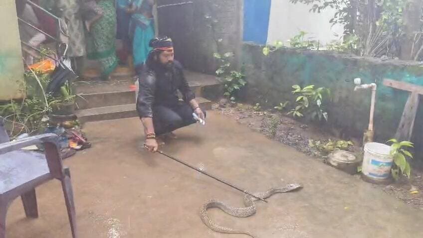 అమలాపురం: అమలాపురం ఈదరపల్లిలో కలకలం: ఇంట్లోకి దూరిన 5 అడుగుల గోధుమ త్రాచు పాము