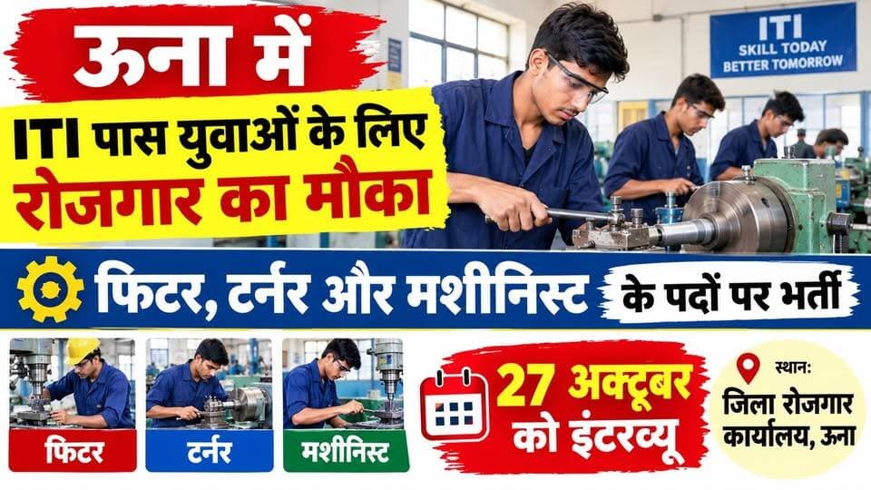 ऊना में ITI पास युवाओं के लिए रोजगार का मौका : फिटर, टर्नर और मशीनिस्ट के पदों पर भर्ती- 27 अक्टूबर को इंटरव्यू
https://youtu.be/XO8dtLFjjDY
#UnaNews #EmploymentNews #CampusInterview #JobOpportunity #ITIRecruitment #ewn24news #choiceofhimachal #JobMitraHimachal #HimachalJobs #Gagret #DistrictEmploymentOffice #HPEmployment #HimachalPradesh