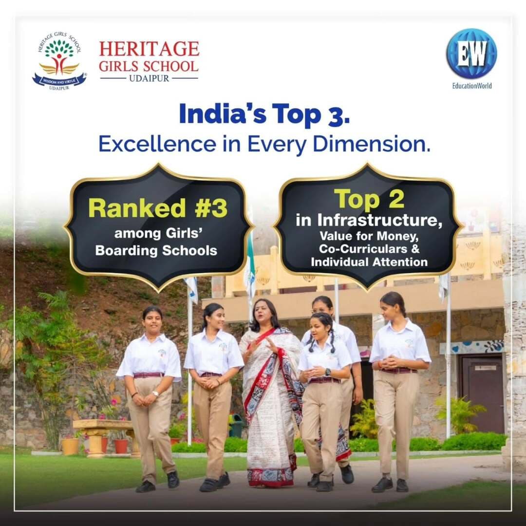 ЁЯПЖ IndiaтАЩs Top 3 | EducationWorld Rankings 2026!
Heritage Girls School, Udaipur creates a remarkable national milestone, surpassing all Dehradun schools and securing the prestigious All India Rank 3 at the EducationWorld India School Rankings 2026!