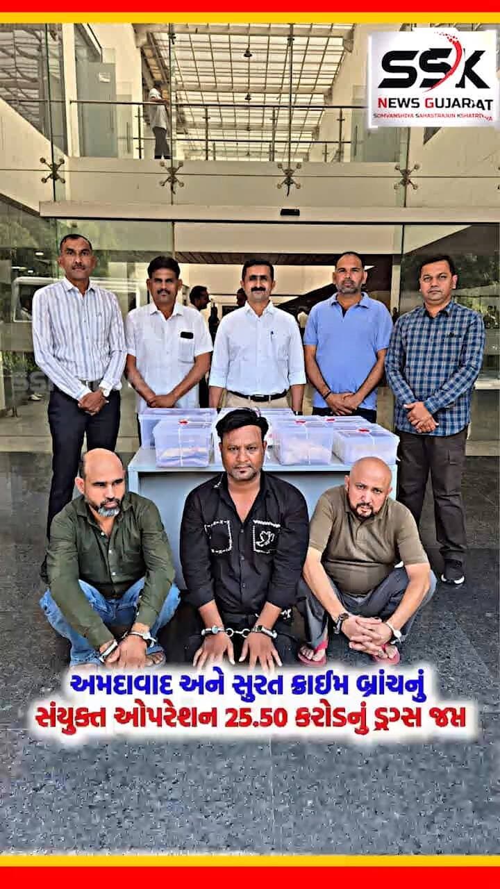 અમદાવાદ અને સુરત ક્રાઈમ બ્રાંચનું સંયુક્ત ઓપરેશન 25.50 કરોડનું ડ્રગ્સ જપ્ત
અમદાવાદ અને સુરત ક્રાઈમ બ્રાંચનું સંયુક્ત ઓપરેશન 25.50 કરોડનું ડ્રગ્સ જપ્ત
અમદાવાદના એક્સપ્રેસ-વે CTM ટોલનાકા પાસેથી કરોડોના ડ્રગ્સ સાથે ત્રણ શખ્સોની ધરપકડ
4.531 કિલો હેરોઇન અને 2.497 કિલો MD ડ્રગ્સનો જથ્થો હાથ લાગ્યો, 7 કિલો ડ્રગ્સની આંતરરાષ્ટ્રીય કિંમત 25.50 કરોડ
અમદાવાદ ક્રાઈમ બ્રાંચ અને સુરત ક્રાઈમ બ્રાંચની ટીમે ગુજરાતમાં ઘૂસાડવામાં આવતા ડ્રગ્સ રેકેટનો કર્યો પર્દાફાશ.
.
.
.
.
.
.
.
.
#ahmedabad #surat #crimebranch #drugs #md #illegal #crime #surat #ssknews