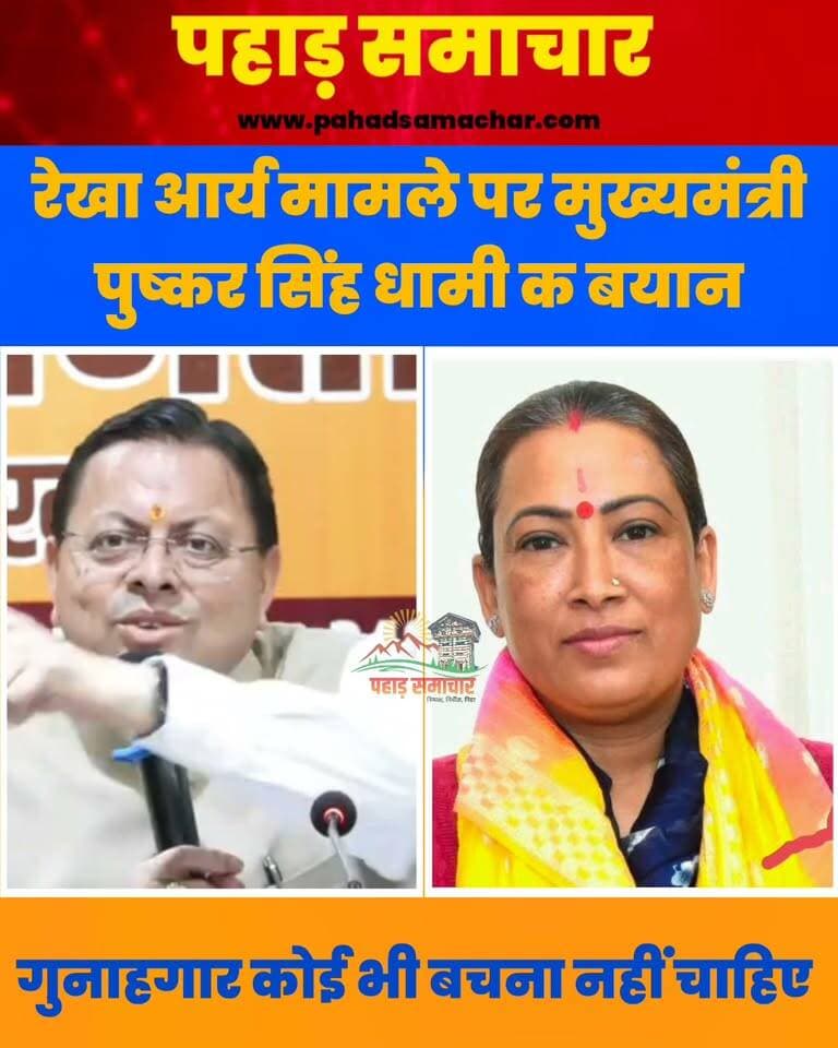 रेखा आर्य मामले पर CM धामी का बड़ा बयान, गुनाहगार कोई भी हो...उसे छोड़ा नहीं जाएगा
मुख्यमंत्री पुष्कर सिंह धामी ने रेखा आर्य मामले पर कहा कि मामले की गंभीरता से जांच की जा रही है। उन्होंने स्पष्ट किया कि जो भी दोषी पाया जाएगा, उसके खिलाफ कार्रवाई होगी।
सीएम ने कहा कि केवल ऑडियो में कही गई बातों को सच नहीं माना जा सकता। उन्होंने आरोपों को राजनीतिक लाभ से जोड़ते हुए कहा कि जांच के बाद दूध का दूध और पानी का पानी हो जाएगा।
#PushkarSinghDhami #Uttarakhand #RekhaArya #CMdhami #UttarakhandNews #pahadsamachar #dehradun