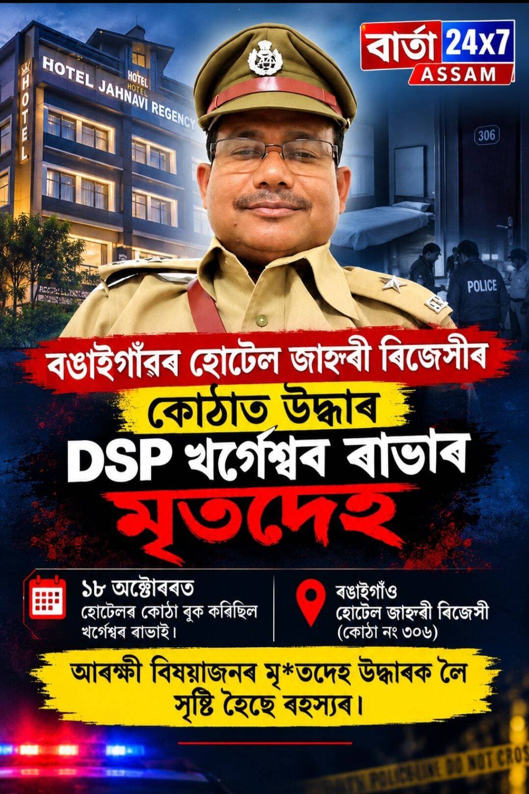 অতি ঘন ৰহস্যৰ মাজত DSP খৰ্গেশ্বৰ ৰাভাৰ মৃত্যু।
<nis:link nis:type=tag nis:id=public nis:value=public nis:enabled=true nis:link/> <nis:link nis:type=tag nis:id=friends nis:value=friends nis:enabled=true nis:link/> <nis:link nis:type=tag nis:id=highlights nis:value=highlights nis:enabled=true nis:link/> <nis:link nis:type=tag nis:id=news nis:value=news nis:enabled=true nis:link/> <nis:link nis:type=tag nis:id=viral nis:value=viral nis:enabled=true nis:link/> <nis:link nis:type=tag nis:id=reels nis:value=reels nis:enabled=true nis:link/> <nis:link nis:type=tag nis:id=everyone nis:value=everyone nis:enabled=true nis:link/> <nis:link nis:type=tag nis:id=facebook nis:value=facebook nis:enabled=true nis:link/> <nis:link nis:type=tag nis:id=barta24x7 nis:value=barta24x7 nis:enabled=true nis:link/>