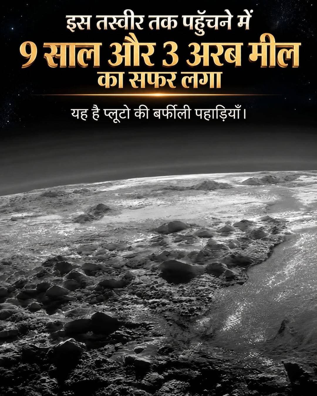 प्लूटो की यह फोटो लेने के लिए एक स्पेसक्राफ्ट को 9 साल तक अंधेरे में उड़ना पड़ा। 🚀
और मजे की बात, फोटो खींचकर वह वहाँ रुका भी नहीं!
19 जनवरी 2006 को नासा ने न्यू होराइजन्स स्पेसक्राफ्ट छोड़ा। उस वक्त वह धरती से छोड़ा गया अब तक का सबसे फास्ट स्पेसक्राफ्ट था, स्पीड करीब 58,000 किलोमीटर प्रति घंटा।
फिर भी प्लूटो तक पहुँचने में पूरे 9 साल 5 महीने लग गए। उस दिन प्लूटो धरती से करीब 3 अरब मील दूर था।
रास्ते में बृहस्पति की ग्रेविटी ने भी बड़ा सहारा दिया। उससे स्पेसक्राफ्ट को स्पीड का बूस्ट मिला और सफर करीब 3 साल छोटा हो गया।
14 जुलाई 2015 को वह प्लूटो के सबसे करीब से गुजरा, करीब 12,500 किलोमीटर की दूरी से। यह फ्लाईबाई मिशन था, यानी न रुकना, न उतरना, बस उड़ते-उड़ते सारा डेटा और फोटो ले लेना।
यह व्यू सबसे करीब पहुँचने के सिर्फ 15 मिनट बाद कैद हुआ था। स्पेसक्राफ्ट ने पलटकर सूरज की तरफ देखा, तो पीछे से आती रोशनी में प्लूटो की धुंध की एक दर्जन से ज्यादा परतें चमक उठीं।
नीचे 3,500 मीटर तक ऊँचे बर्फीले पहाड़ हैं, और बगल में बर्फ का एकदम समतल मैदान, जिसे स्पुतनिक प्लानम कहते हैं।
एक और मजेदार बात। प्लूटो इतना दूर है कि स्पेसक्राफ्ट के सिग्नल को धरती तक पहुँचने में साढ़े चार घंटे लगे। यानी वैज्ञानिकों को डेटा के लिए घंटों इंतजार करना पड़ा।
प्लूटो के बाद भी यह मिशन रुका नहीं। 1 जनवरी 2019 को यह स्पेसक्राफ्ट अरोकोथ नाम के एक और दूर के पिंड के पास से भी निकला।
यही है असली साइंस। एक फोटो के पीछे सालों की मेहनत, परफेक्ट कैलकुलेशन और बहुत सारा सब्र छुपा होता है। अगली बार अंतरिक्ष की कोई फोटो देखें, तो इस सफर को जरूर याद रखिए।
आपको क्या लगता है, हमारे सौरमंडल में और कौन-सा कोना है जहाँ सबसे बड़ा राज छुपा है? कमेंट में जरूर बताइए 👇
📌 स्रोत: नासा न्यू होराइजन्स मिशन
<nis:link nis:type=tag nis:id=pluto nis:value=Pluto nis:enabled=true nis:link/> <nis:link nis:type=tag nis:id=nasa nis:value=NASA nis:enabled=true nis:link/> <nis:link nis:type=tag nis:id=space nis:value=Space nis:enabled=true nis:link/> <nis:link nis:type=tag nis:id=science nis:value=Science nis:enabled=true nis:link/> <nis:link nis:type=tag nis:id=astronomy nis:value=Astronomy nis:enabled=true nis:link/>