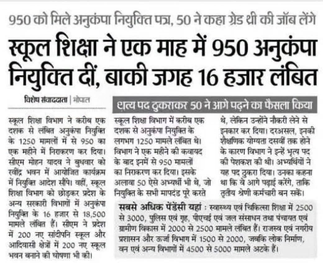 स्कूल शिक्षा विभाग में बड़ा अपडेट! एक महीने में 950 अनुकंपा नियुक्तियां, 16 हजार से अधिक मामले अब भी लंबित!
<nis:link nis:type=tag nis:id=mpnews nis:value=MPNews nis:enabled=true nis:link/> <nis:link nis:type=tag nis:id=मध्यप्रदेश nis:value=मध्यप्रदेश nis:enabled=true nis:link/> <nis:link nis:type=tag nis:id=अनुकंपा_नियुक्ति nis:value=अनुकंपा_नियुक्ति nis:enabled=true nis:link/> <nis:link nis:type=tag nis:id=शिक्षा_विभाग nis:value=शिक्षा_विभाग nis:enabled=true nis:link/> <nis:link nis:type=tag nis:id=breakingnews nis:value=BreakingNews nis:enabled=true nis:link/>