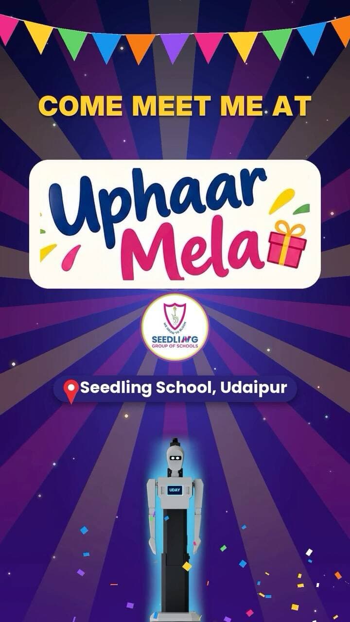 Psst… have you heard? 👀🤫
The whole school is whispering about it… and it’s finally TRUE! 🤖✨
A REAL humanoid robot is coming to Seedling School’s Uphaar Mela! He walks, he talks, he even speaks many languages! 🗣️
Meet UDAY 👋 from The Smart Minds AI Lab.
📍 Uphaar Mela · Seedling School, Udaipur
📅 25th Oct | ⏰ 10am
Tag that friend who HAS to see this! 👇
Comment “UDAY” if you’re coming! 🔥
#Udaipur #UdaipurKids #SeedlingSchool #UphaarMela #HumanoidRobot RobotRevealed RoboticsForKids AIForKids SchoolCarnival UdaipurEvents TheSmartMindsAILab