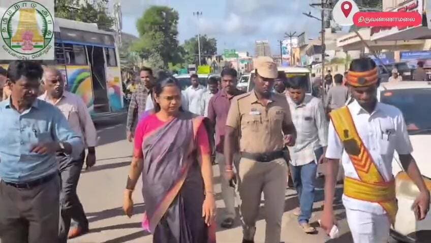 திருவண்ணாமலை: திருவண்ணாமலையில் மழைநீர் தேங்குவதை தடுக்க ஆட்சியர் ஆய்வு