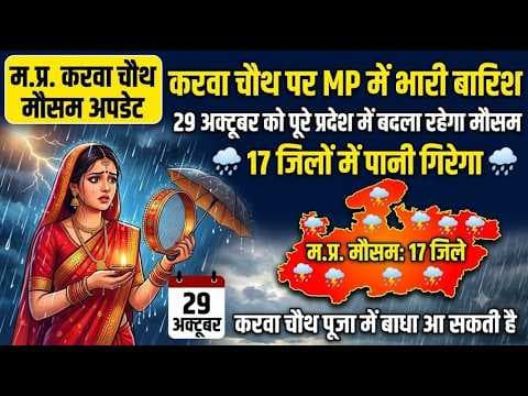 MP में करवा चौथ पर बारिश का अलर्ट, 29 अक्टूबर को बदलेगा मौसम; 17 जिलों में बारिश की संभावना