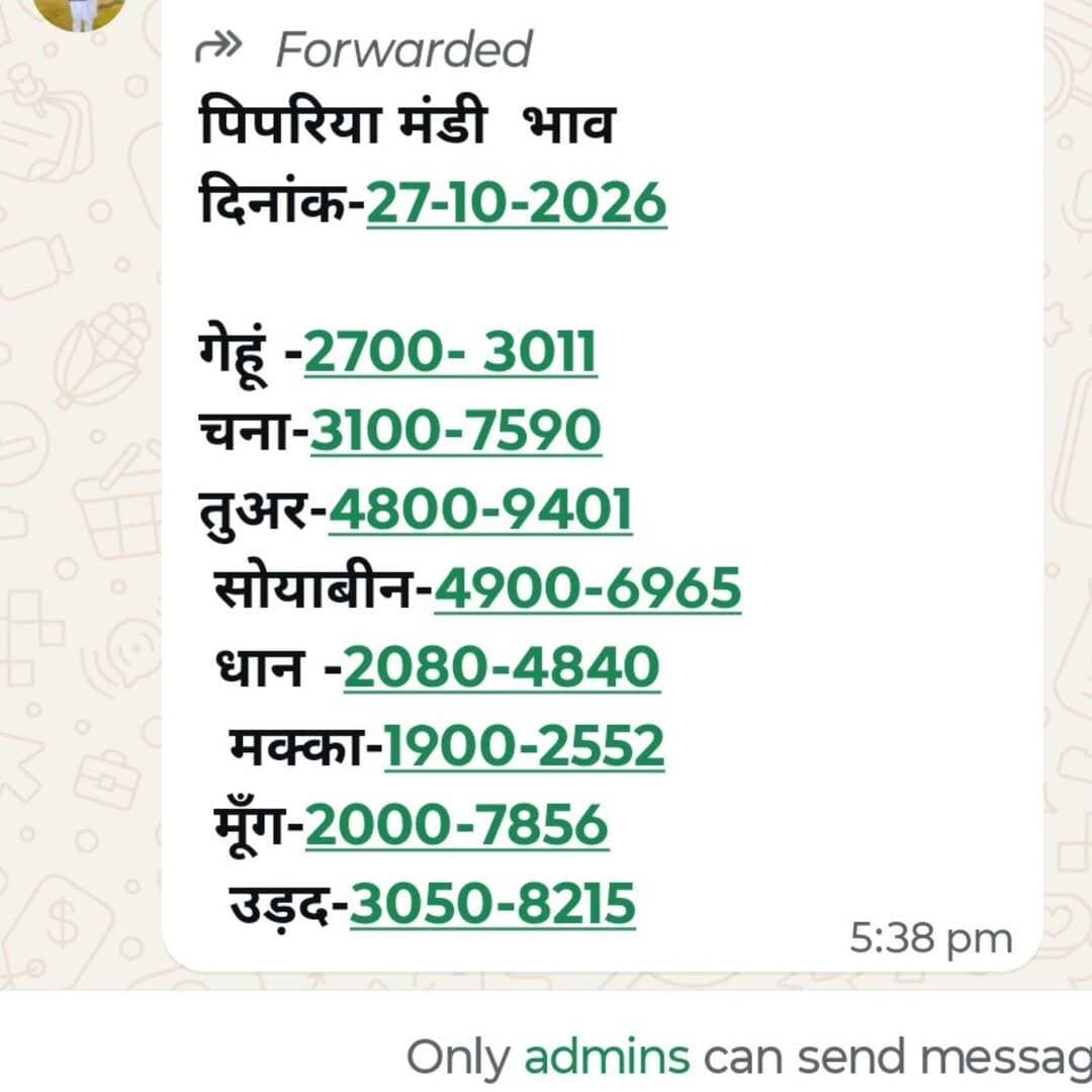 Pipariya mandi 27/10/2026